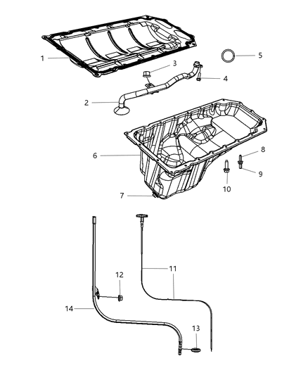 2012 Ram 2500 Engine Oil Pan & Engine Oil Level Indicator & Related Parts Diagram 1 - Thumbnail