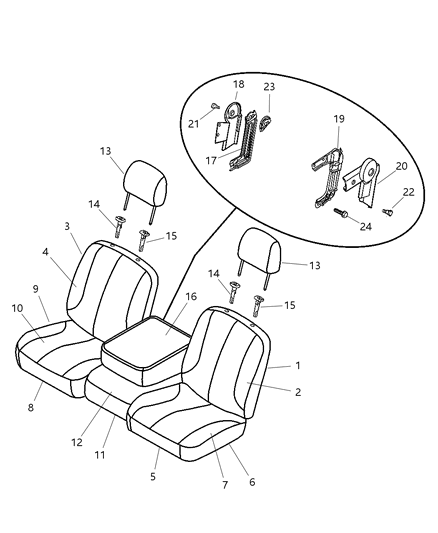 2006 Dodge Ram 3500 Front, Cloth Split Bench Diagram 2 - Thumbnail