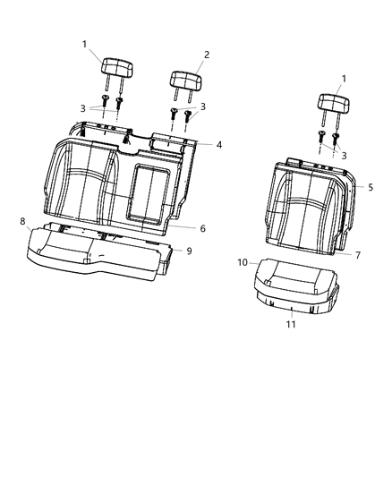 2020 Ram 1500 Classic Rear Seat, Split Seat Diagram 2 - Thumbnail