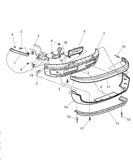 1999 Dodge Ram 1500 Quad & Club Cab Bumper, Front Diagram 1 - Thumbnail