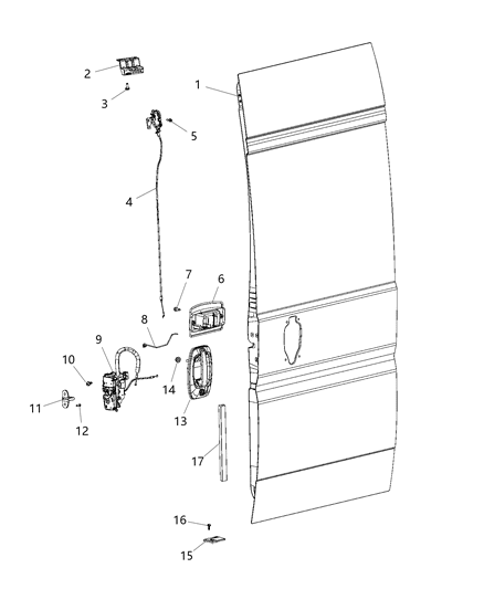 2020 Ram ProMaster 2500 Rear Door Latch & Handle Diagram 2 - Thumbnail