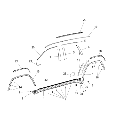 2021 Jeep Grand Cherokee Wheel Flare, Rear Passenger Side Diagram for 1MP34RXFAI