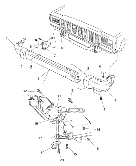 2001 Jeep Cherokee Bumper, Front Diagram for 5EE85S3XAD