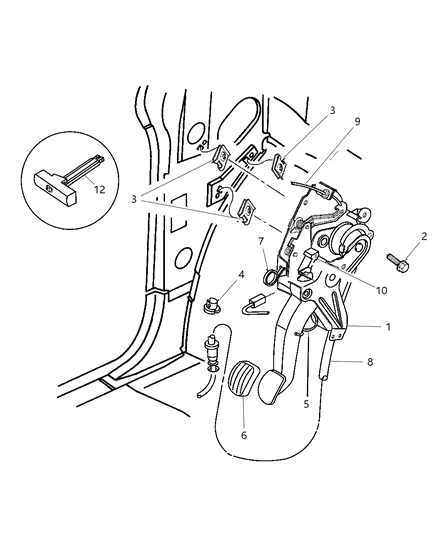 2001 Chrysler Town & Country Lever Assembly, Parking Brake Diagram for 154553