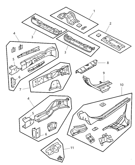 2006 Dodge Stratus Crossmember, Front Driver Side Diagram for 4696281AC