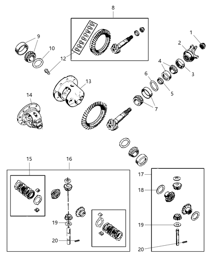 2006 Jeep Wrangler Differential Case Diagram for 5012831AB