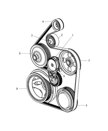 2009 Chrysler Aspen Pulley & Related Parts Diagram 1 - Thumbnail