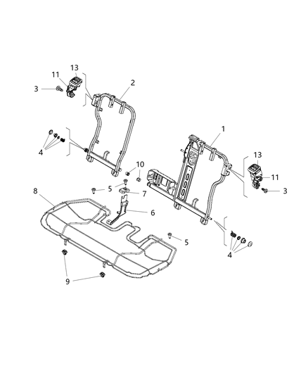 2019 Jeep Renegade Seat Back Frame Bushing Diagram for 68284387AA
