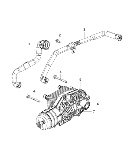 2018 Jeep Wrangler All-new Model Engine Oil Filter & Housing , Adapter / Oil Cooler & Hoses / Tubes Diagram 3 - Thumbnail