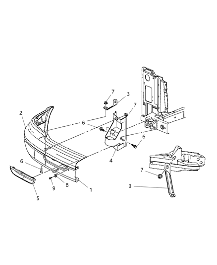 2001 Dodge Ram Wagon Face Bar, Front Diagram for 5GA48MSAAB