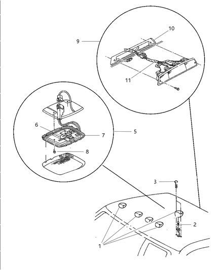 2002 Dodge Ram 3500 Regular Cab Lamps, Dome Courtesy & Reading Diagram