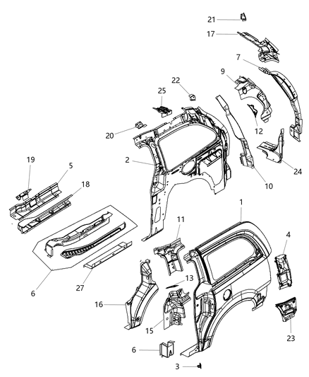 2009 Dodge Grand Caravan Baffle Body Seal Diagram for 5109868AB
