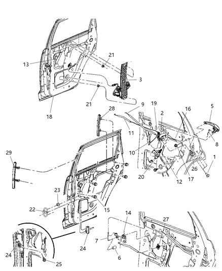 2010 Chrysler PT Cruiser Window Regulator, Rear Driver Side Diagram for 5067593AD
