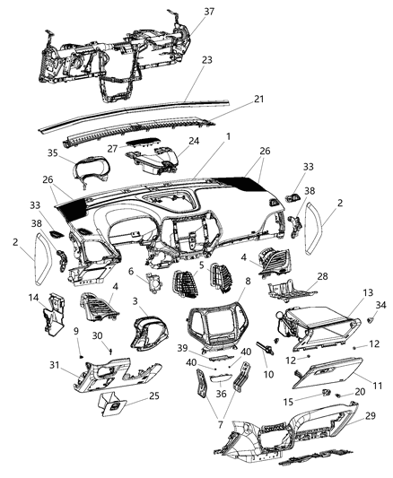 2014 Jeep Cherokee Door Glove Box Diagram for 1UH81LU5AA