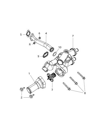 2008 Jeep Compass Thermostat & Related Parts Diagram 2 - Thumbnail