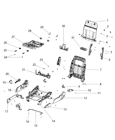 2014 Jeep Compass Frame Front Seat Back Diagram for 4610144AB