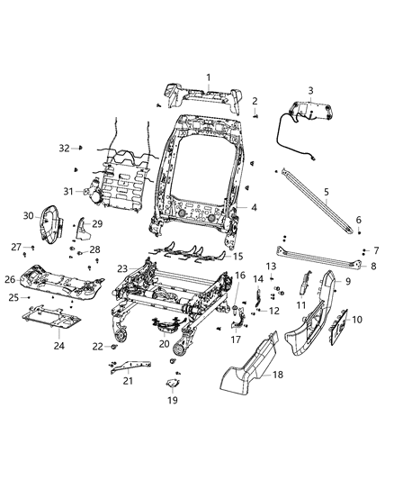 2019 Ram 3500 Cab Chassis Adjusters, Recliners, Shields And Risers - Driver Seat Diagram 2 - Thumbnail