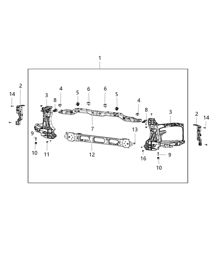 2018 Ram 3500 Pickup Radiator Support Diagram