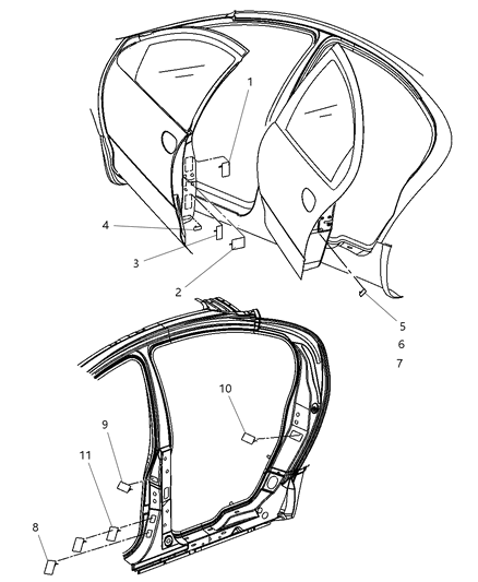 2006 Chrysler 300 Label Air Bag Warning Diagram for 4664294AB