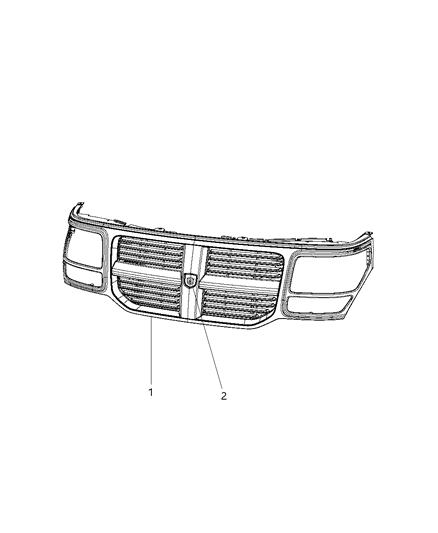 2011 Dodge Nitro Grille, Yellow, Front Diagram for 1EY99EYBAE
