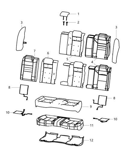 2020 Dodge Charger Rear Seat, Split Seat Diagram 1 - Thumbnail
