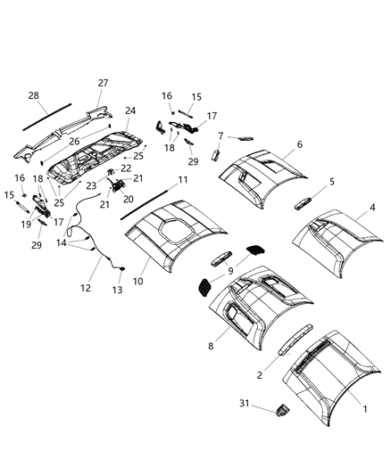 2018 Dodge Challenger Tapping Plate Door Hinge Body Half Diagram for 5065255AB