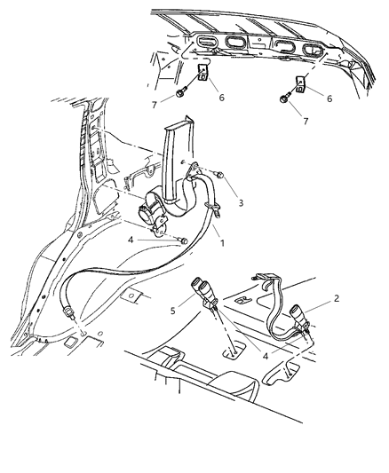 2004 Jeep Grand Cherokee Seat Belt Rear Outer Diagram for 5GY041L5AD
