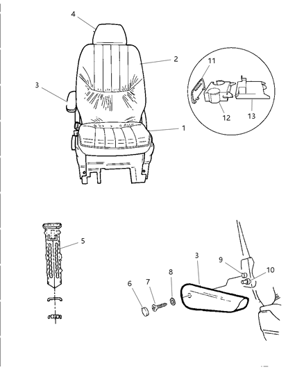 1999 Dodge Caravan Rear Seats - Quad Diagram 1 - Thumbnail