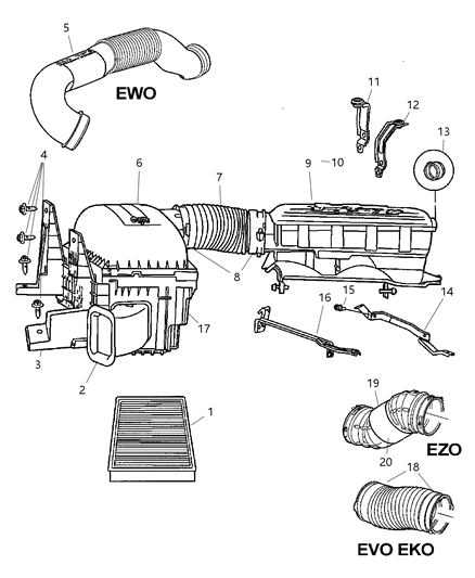 2005 Dodge Ram 1500 Resonator Throttle Body Diagram for 53032463AE