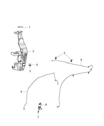 2017 Jeep Grand Cherokee Washer Reservoir Diagram for 55079365AF