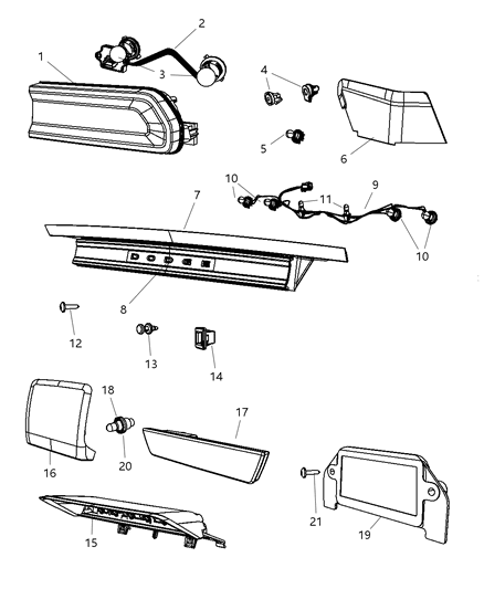 2009 Dodge Challenger Lamp Tail Stop Turn Diagram for 5028780AB