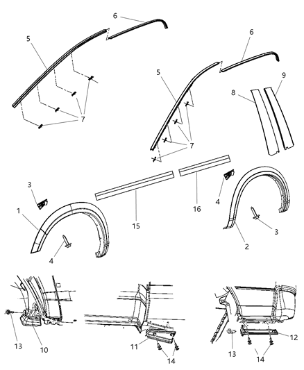 2009 Dodge Ram 1500 Fender Liner Screw Diagram for 6508181AA