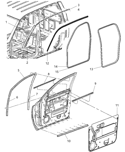 2006 Dodge Dakota Belt Weatherstrip, Front Outer Passenger Side Diagram for 55359404AD