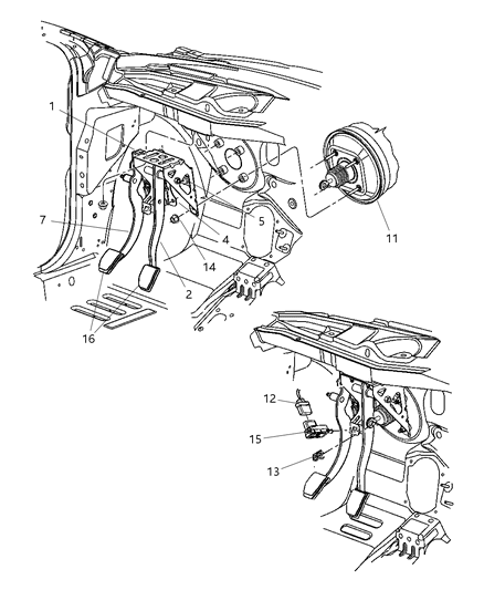 2005 Chrysler PT Cruiser Clutch Pedal Diagram 1 - Thumbnail