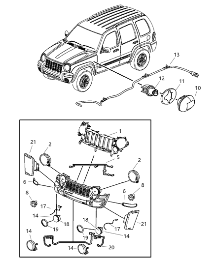 2005 Jeep Liberty Lamp Fog Diagram for 55156923AC
