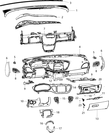 2015 Dodge Dart Upper Pad, Black/Gray Diagram for 5RL01DX9AB
