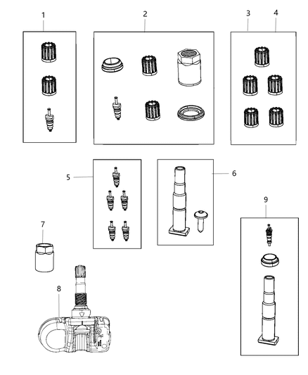 2020 Dodge Charger Sensor Kit Tire Pressure Diagram for 68406529AA