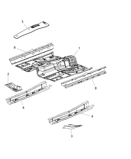 2008 Jeep Patriot Pan Front Floor Diagram for 5183908AC