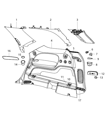 2013 Dodge Durango Quarter Trim Panel Diagram