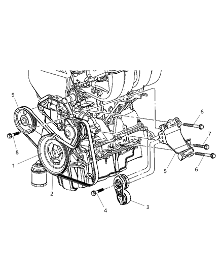 2005 Chrysler Town & Country Alternator Bracket Diagram for 5281480AA