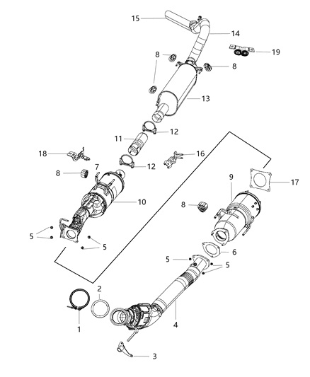 2013 Ram 2500 Converter Catalytic SCR With Ammonia Trap Diagram for 68087106AF