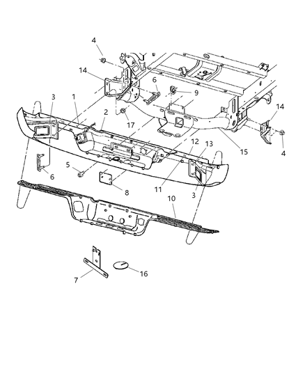 2009 Dodge Ram 3500 Pickup Bumper, Rear Diagram