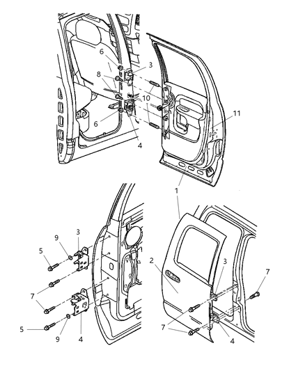 2004 Dodge Ram 1500 Lower Hinge, Rear Driver Side Diagram for 55276417AA