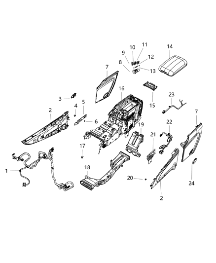 2020 Jeep Grand Cherokee Wiring Console Middle Harness to Rear Console Diagram for 68237675AB
