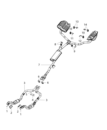 2019 Chrysler 300 Muffler & Pipe, Passenger Side Diagram for 68227346AF