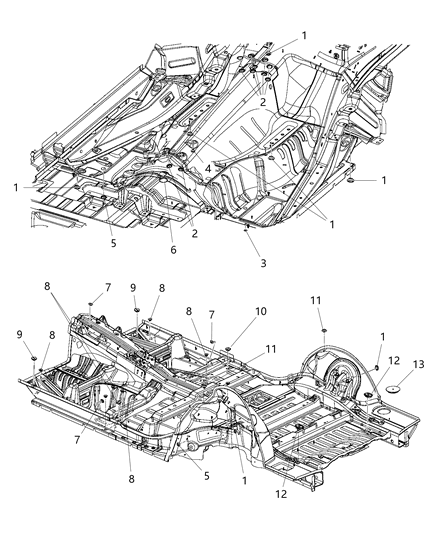 2015 Dodge Durango Plug Floor Pan Diagram for 4707459AB