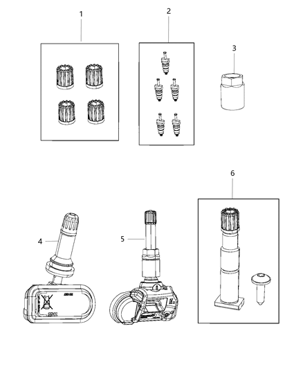 2020 Ram 3500 Cab Chassis(<10K lb.) Tire Monitoring System Diagram