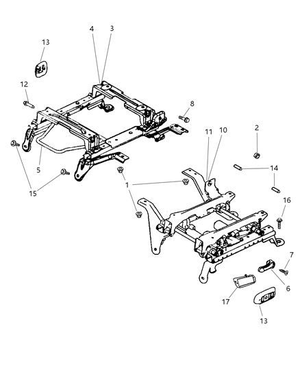 2004 Dodge Ram 1500 Seat Adjuster, Passenger Side Diagram for 5080614AB
