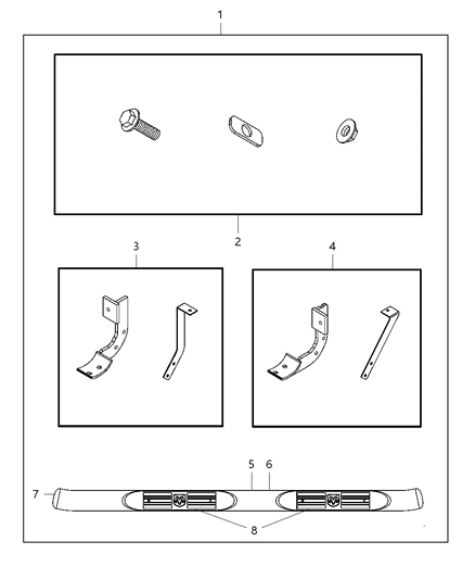 2007 Dodge Ram 1500 Tubular Side Step Diagram 1 - Thumbnail