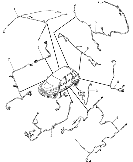 2008 Chrysler PT Cruiser Wiring Front Door Diagram for 4795656AC